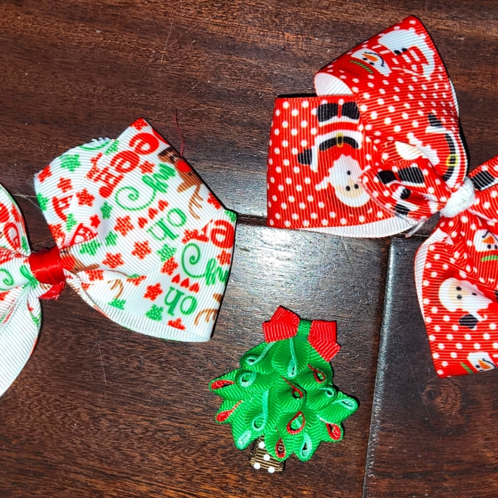 Christmas bow barrette bundle